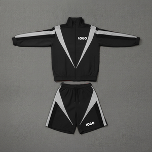 Custom Made Waterproof Zip up <b>Embroidery</b> logo Oversized Nylon Men Windbreaker Short <b>Sets</b> - Product Image 2