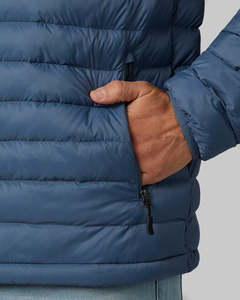Veste matelassée à capuche pour homme, bleue, hiver, décontractée, coupe-vent, rembourrage en polyester, fermeture éclair, coupe régulière - Product Image 4