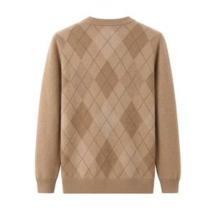 Tan Brown <b>Argyle</b> <b>Sweaters</b> Classic Diamond Plaid Traditional Soft Breathable Cotton V Neck Long Sleeve Elegant Golf Pullovers - Product Image 2