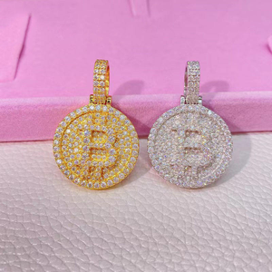 Iced Out Moissanite Diamond <b>Initial</b> Pendant 925 <b>Silver</b> Round Letter Hip Hop <b>Necklace</b> - Product Image 1
