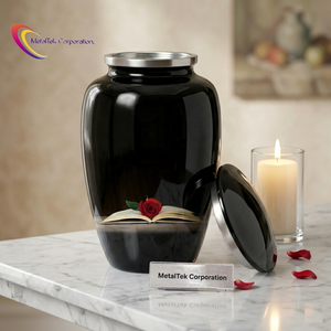 Handcrafted Black Metal <b>Urn</b> for Human Remains Adult Funeral Supplies Keepsake Cremation <b>Urns</b> Decorative Memorial Jars for Ashes - Product Image 2