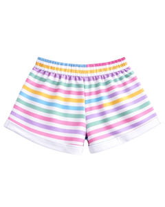 ชุดเซ็ตเสื้อครอปและกางเกงขาสั้นลายรุ้งสำหรับผู้หญิง สไตล์ลำลองสำหรับฤดูร้อน ชุดสองชิ้น เอวยางยืด ชุดลำลองใส่สบายๆ สตรีทแวร์ รับผลิตแบบ OEM - Product Image 6