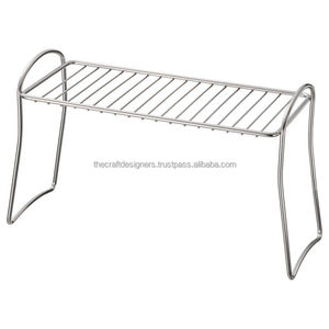 Estante escurridor de metal compacto de dos niveles, ideal para apartamentos, que ofrece almacenamiento organizado para utensilios y artículos de cocina - Product Image 3