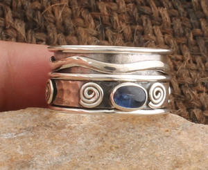 Anillo de Cianita Azul Natural, Plata de Ley 925, Anillo de Eternidad Completo para Mujer, Joyería de Piedras Preciosas, Fabricante Mayorista - Product Image 4
