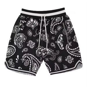 Custom Breathable Basketball Mesh Shorts for Men Double <b>Layer</b> Zipper Side Pockets Casual Anti-Wrinkle Sublimation Printing - Product Image 1