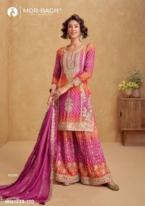 Collection Premium de Soie Chinon avec Ensemble Prêt-à-Porter Brodé Plazzo-Suit et Dupatta – Vente en Gros - Product Image 2