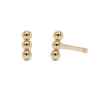Pendientes Minimalistas de Barra Esférica de Oro Sólido 9K 10K 14K 18K, Joyería Elegante y Delicada para Uso Diario, Regalo para Mujeres y Niñas - Product Image 3