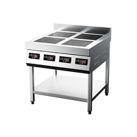 Cuisinière à induction commerciale 4 brûleurs, cuisinière à induction électrique en acier inoxydable pour restaurant, hôtel, cuisine commerciale