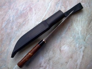 Cuchillo Medieval Forjado a Mano Personalizado OEM DIY con Hoja de Acero al Carbono de 3MM de Grosor, Punta Clip y Borde Recto, con Funda de Cuero - Product Image 4