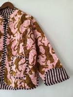 Veste bomber réversible à imprimé floral, col en V, sport et mode, pour l'extérieur, en tissu 100% coton
