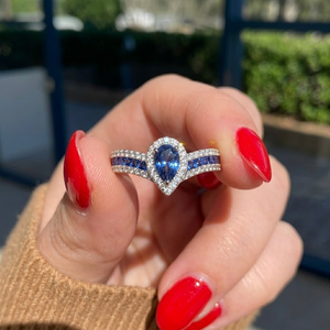 ขายร้อนเครื่องประดับออกแบบล่าสุด 18 พันทองคําขาวเพชรแท้ไพลินสีฟ้า Solitaire หมั้นแหวนพลอยสําหรับผู้หญิง - Product Image 3