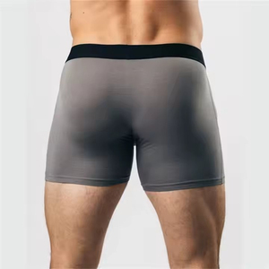 Calzoncillos bóxer sin costuras para hombre, de cintura media, color gris sólido, de punto, con spandex y algodón, transpirables, de secado rápido, para uso diario. - Product Image 2