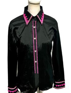 Tela de tafetán elástica hecha a mano Cowgirl Western Show Shirt para ropa ecuestre y equitación - Product Image 1