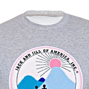แจ็คแอนด์จิล คลาสสิค เชนิลล์ แพทช์ เสื้อสเวตเชิ้ตสีเทา คอกลม แขนยาว แบบสวม ลำลอง ยูนิเซ็กส์ ผ้าฟลีซ เหมาะสำหรับกิจกรรมครอบครัว - Product Image 2
