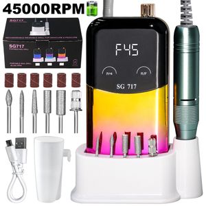 Kit de perceuse à ongles électrique sans fil portable professionnelle, 6 embouts, 45000 tr/min, perceuse à ongles rechargeable, 45000 tr/min - Product Image 1