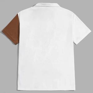 Precio barato directo de fábrica al por mayor de alta calidad de algodón Casual Streetwear transpirable cortar y coser con diseño de panel Polos - Product Image 5