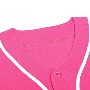 Maillot de baseball rose unisexe à manches courtes, boutonné sur le devant, anti-humidité, couleur unie, coupe régulière pour adulte, vêtements toutes saisons - Product Image 4