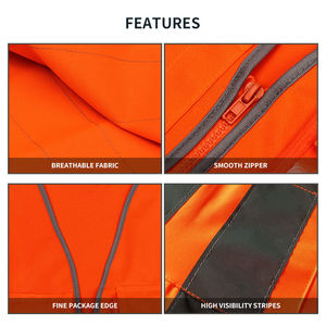 Chaleco de Seguridad Reflectante Personalizado Hivis, ANSI CLASE 2, LED Intermitente, Impermeable, Alta Visibilidad, para Hombre, para Exteriores - Product Image 5