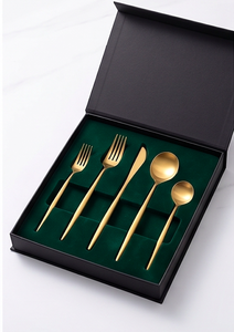 Couverts à tête ronde en or fini avec long manche couverts élégants pour salle à manger moderne fête de mariage cuisine servant essentiel - Product Image 6