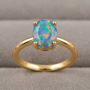 Gemstone <b>Statement</b> <b>Ring</b> with CZ 925 Sterling Silver 18K Gold Plated Cocktail <b>Ring</b> 10mm Stone Designer Jewelry US 6 - Product Image 3