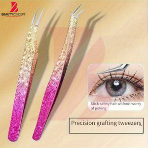 Pinces à cils professionnelles premium avec revêtement, outils à fibres antidérapants pour extensions de cils, pinces personnalisées en gros pour salon - Product Image 4