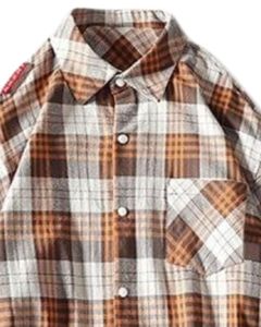 Camisa a cuadros informal para hombre, color marrón beige, de algodón y poliéster, manga larga, con botones, para venta al por mayor, proveedor OEM para exportación. - Product Image 4