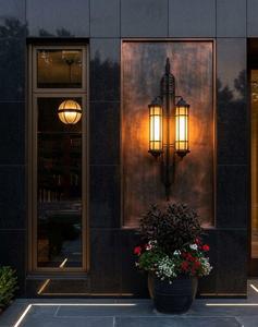 Modern Antique Outdoor Wall Sculpture Waterproof Porch <b>Sconce</b> Foliage Pattern Tempered Glass Garden Balcony <b>Light</b> - Product Image 1