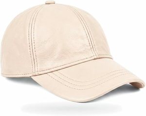 Custom Genuine Leather Baseball <b>Cap</b> Premium Off-White Cream Beige Leather Dad <b>Hat</b> Blank 6-Panel Golf <b>Cap</b> OEM ODM - Product Image 3