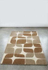 Alfombra de Lana Hecha a Mano de Primera Calidad, Antideslizante, de Pelo Medio, con Diseño Geométrico Abstracto de Bloques, Suave y Duradera para el Hogar - Product Image 2