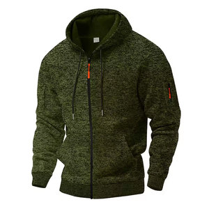 Veste à capuche zippée en molleton épais 100 % coton pour homme, multi-poches, anti-boulochage, idéale pour le sport et l'automne – Vente en gros - Product Image 5