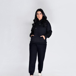 High Quality Custom Logo Two Piece Suits Solid Color <b>Plain</b> <b>Tracksuit</b> Hoodie Men Sweatsuit Sets Women's Clothing Set - Product Image 3