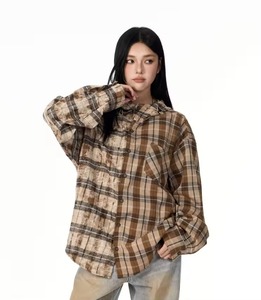 Sudadera Holgada con Capucha de Punto a Cuadros Bicolor para Mujer, Estilo Americano Vintage y de Alta Gama, para Primavera/Otoño/Invierno - Product Image 3