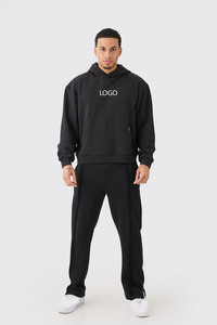 OEM Custom Logo Unisex Sports Hoodie Men's Winter Thermal 100% Cotton Drop Shoulder Oversized Thick Fleece Lined Plain Dyed - Product Image 3
