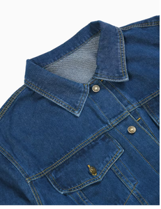 Veste en jean pour homme TRIBON SPORTS TS-Mdj-010, mélange de coton lavé, coupe classique, fermeture à boutons, couleur unie, col rabattu, classique - Product Image 4