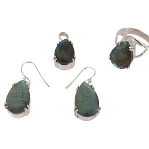Ensemble de bijoux fins en argent 925 Awesome Art Palace avec pierre précieuse labradorite certifiée GIA, cadeau tendance unisexe - Product Image 2
