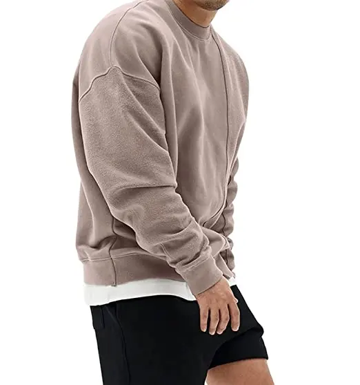 الرجال الأزرق قبالة الكتف خمر إلكتروني طباعة عارضة الرياضة المستدامة رقيقة Crewneck الرجال البلوزات دون غطاء محرك السيارة رخيصة الثمن