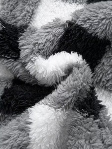 <b>Mens</b> Grey Plaid Fluffy Hooded Jacket <b>Sherpa</b> <b>Fleece</b> Checkered Zip Up Warm Oversized Plush Hoodie With Pockets Streetwear Hoodie - Product Image 5