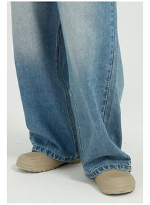 Vaqueros de mezclilla para hombre de pierna ancha, cintura alta, color liso, estilo oversize ultra holgado, streetwear, temporada primavera, ODM personalizable, ajuste holgado - Product Image 5