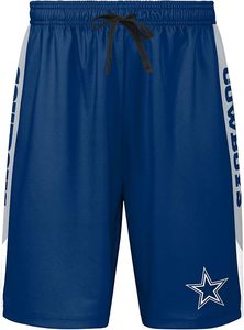Shorts de sport bleus avec bandes latérales blanches et logo étoile, vêtements de sport durables en polyester, élastiques - Product Image 2