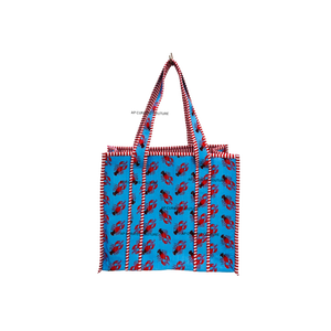 Bolso Tote Abierto de Estilo Bohemio con Estampado a Mano, Ecológico, Diseño de Doble Asa, Colorido, Floral, de Algodón Acolchado, Reutilizable y Lavable - Product Image 4