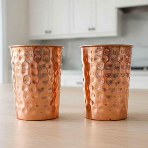 Premium Handmade Copper <b>Water</b> Tumbler Wholesale <b>Bulk</b> Supply Hammered Drinking Glass for Home Hotel and Restaurant - Product Image 1