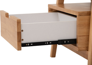 Mesita de noche compacta de madera con dos niveles y un cajón de almacenamiento, ideal para dormitorio y sala de estar. - Product Image 5