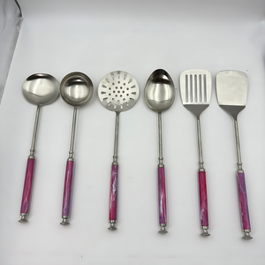Ensemble de cuisine en promotion avec support, lot de 6, avec poignée en résine, finition polie de haute qualité, acier inoxydable, pour la cuisine - Product Image 3