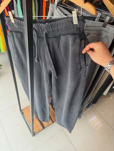 Pantalon de survêtement décontracté pour homme en coton bleu clair avec doublure polaire, séchage rapide, écologique, taille élastique, cordon de serrage, bas de pantalon côtelé, respirant - Product Image 2