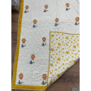 Edredón de bebé de algodón puro con estampado floral, hecho a mano en Jaipur, tamaño 60 x 40 pulgadas, súper suave, ideal para viajes, ecológico, con tintes no tóxicos. - Product Image 1
