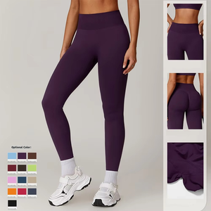 Leggings de yoga taille haute pour femme, violet foncé, coupe ajustée, respirants, personnalisables - Product Image 5