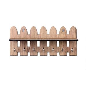 Rustic Wooden Garden Fence Key Holder for Wall Brown Decorative Key Stand for Home Entrance - Product Image 3