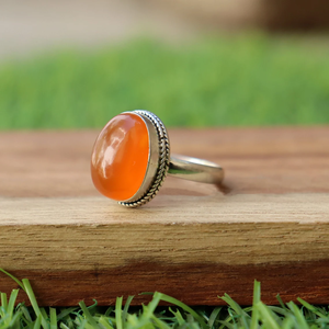 Carnelian Gemstone Midi <b>Ring</b> 925 Sterling Silver <b>Dainty</b> Carnelian <b>Ring</b> Christmas Valentine Anniversary Gift <b>Ring</b> For Her - Product Image 2