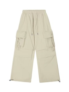 Spring/Summer Trendy Cargo Pants Loose Fit <b>Elastic</b> Waistband Large Pockets Tie-<b>String</b> Accents - Product Image 6