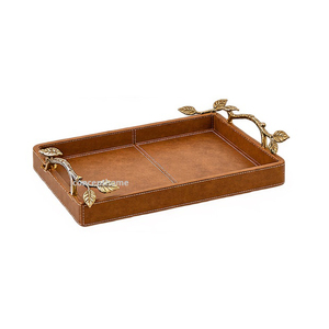 Bandeja de Servicio de Cuero Negro Concept Home con Asas de Latón, Acabado en Cuero de Color Sólido, Apta para Restaurantes, Ecológica y Apta para Lavavajillas - Product Image 5